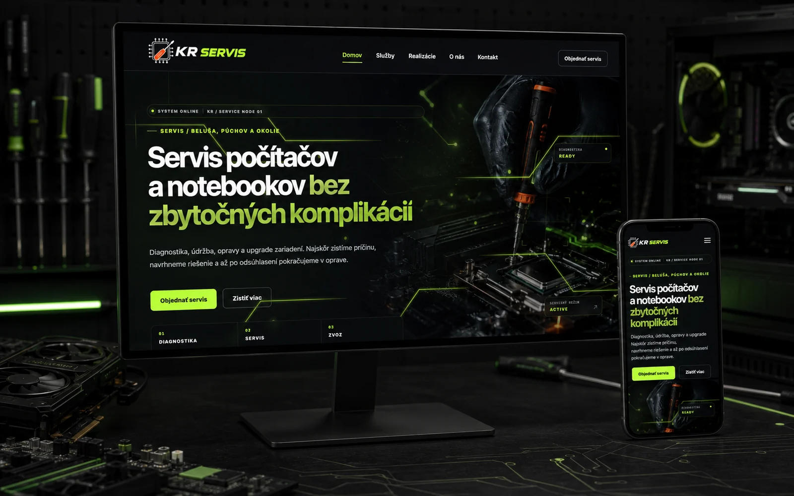 Ukážka webovej prezentácie KR Servis